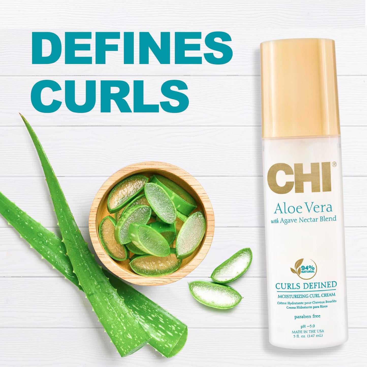 CHI Gel de control de aloe vera, 94% natural, sulfato, parabeno y gluten, 5 onzas, 5 onzas