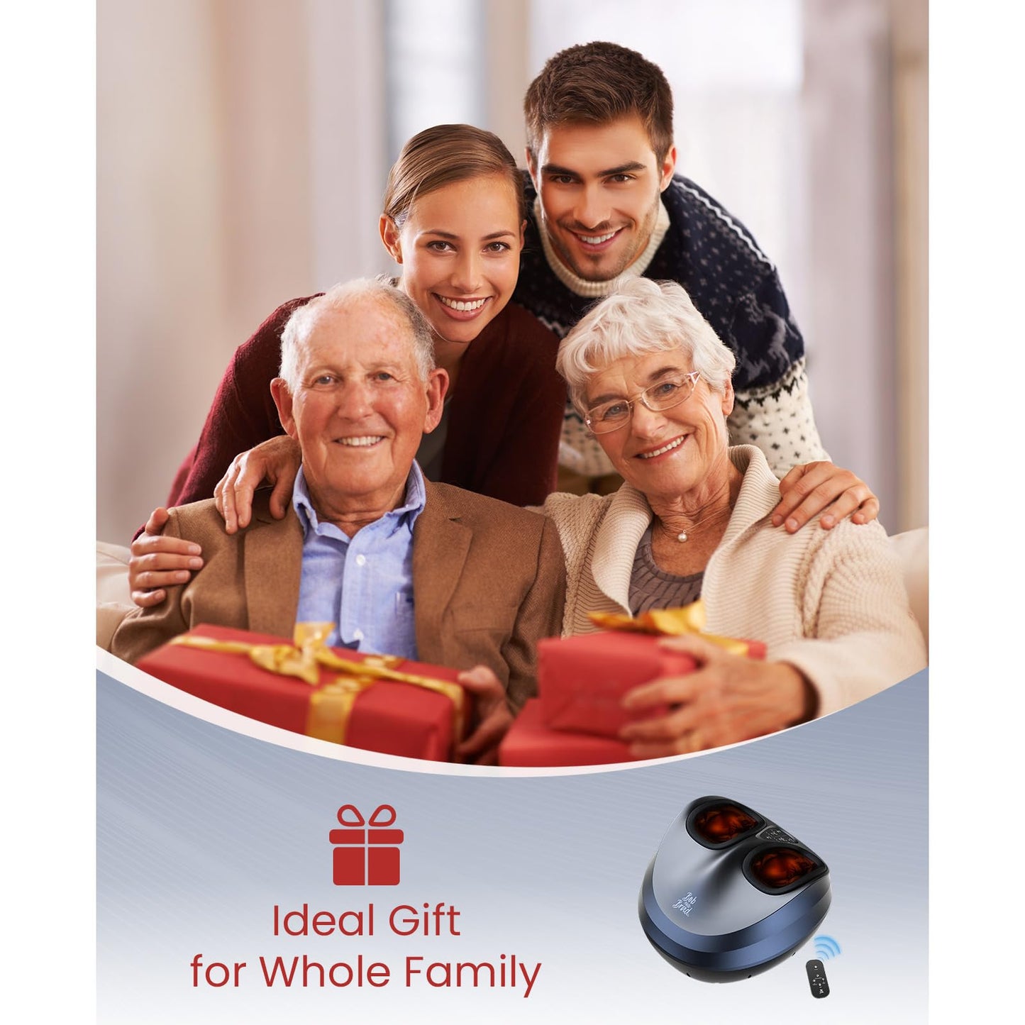 BOB AND BRAD Máquina masajeadora de pies con calor y control remoto, masajeador eléctrico de pies Shiatsu con 4 niveles, alivia la fascitis plantar y el dolor de neuropatía, se adapta a pies hasta hombres, talla 12