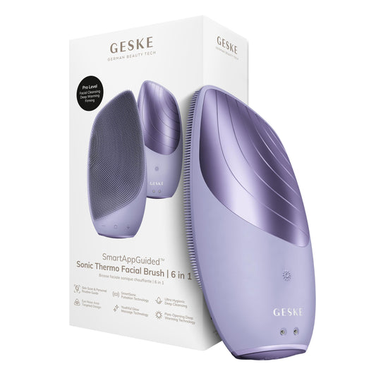 Cepillo Facial Eléctrico GESKE Térmico Sónico SmartAppGuided 6 en 1 con Función de Calor para Limpieza y Masaje Facial