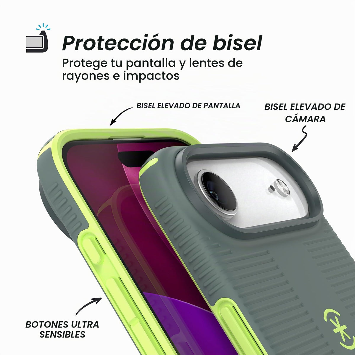 Funda para iPhone 17 Speck CANDYSHELL Neo Drab Glow Green con Agarre Delgado y Protección contra Caídas Compatible con MagSafe