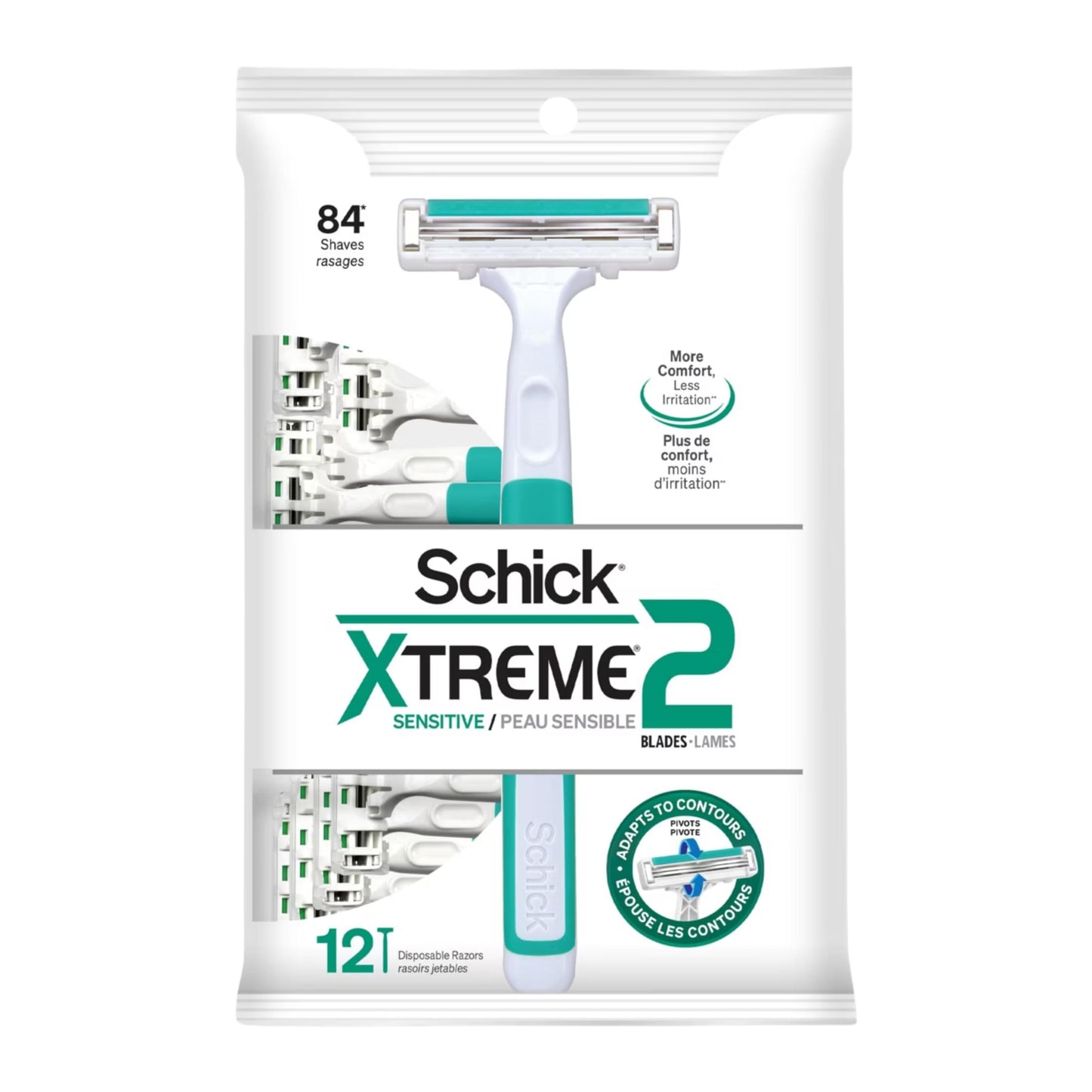Schick Slim Twin ST 2 Disposable Razors for Men Sensitive Skin Shaving Razor, 12 Count
