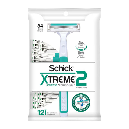 Schick Slim Twin ST 2 Disposable Razors for Men Sensitive Skin Shaving Razor, 12 Count