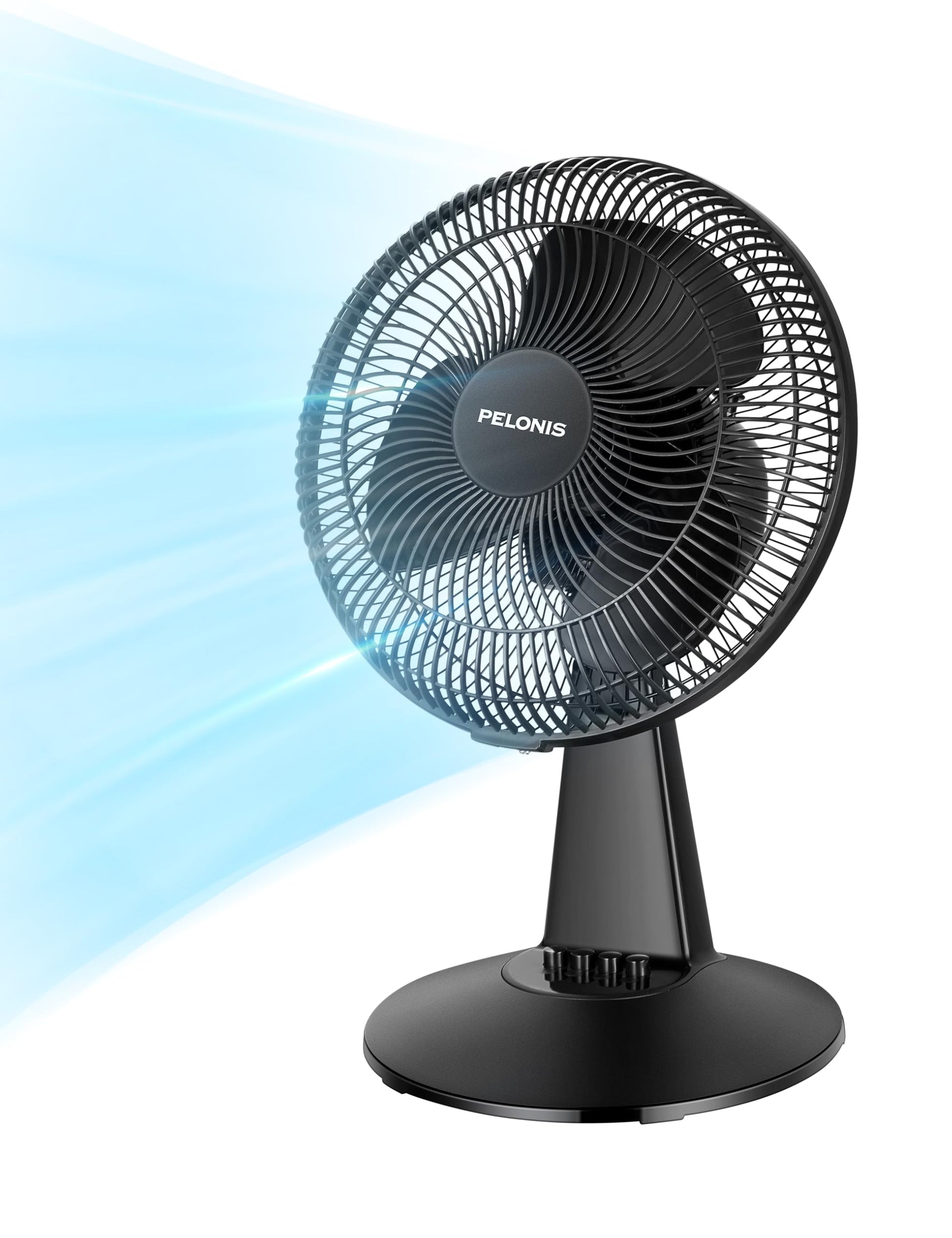Ventilador de Mesa Pelonis Blanco 12 Pulgadas Oscilante 120° con 3 Velocidades