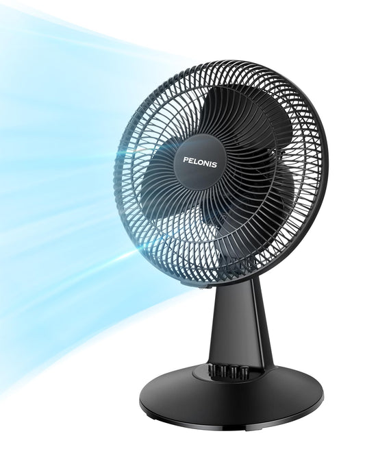 Ventilador de Mesa Pelonis Blanco 12 Pulgadas Oscilante 120° con 3 Velocidades