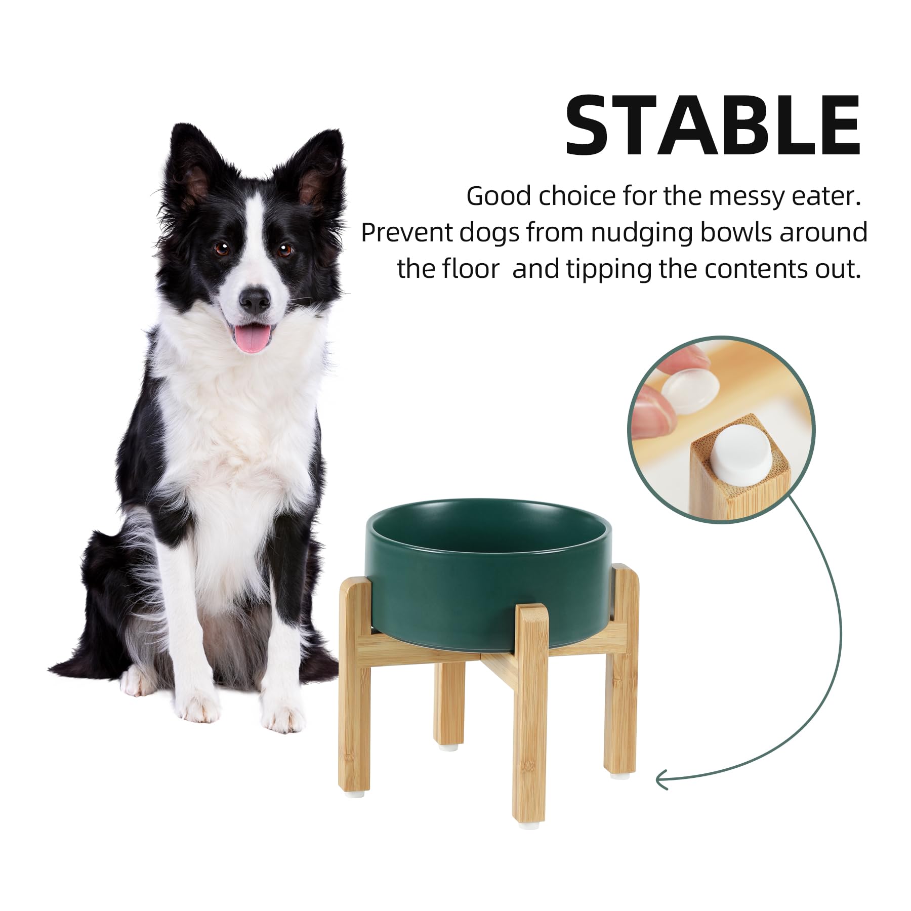 Havniva - Juego de cuencos elevados de cerámica para perros con soporte, tazón elevado para alimentos y agua para perros de raza media, platos para perros con peso, tazón para mascotas (7.3 pulgadas,