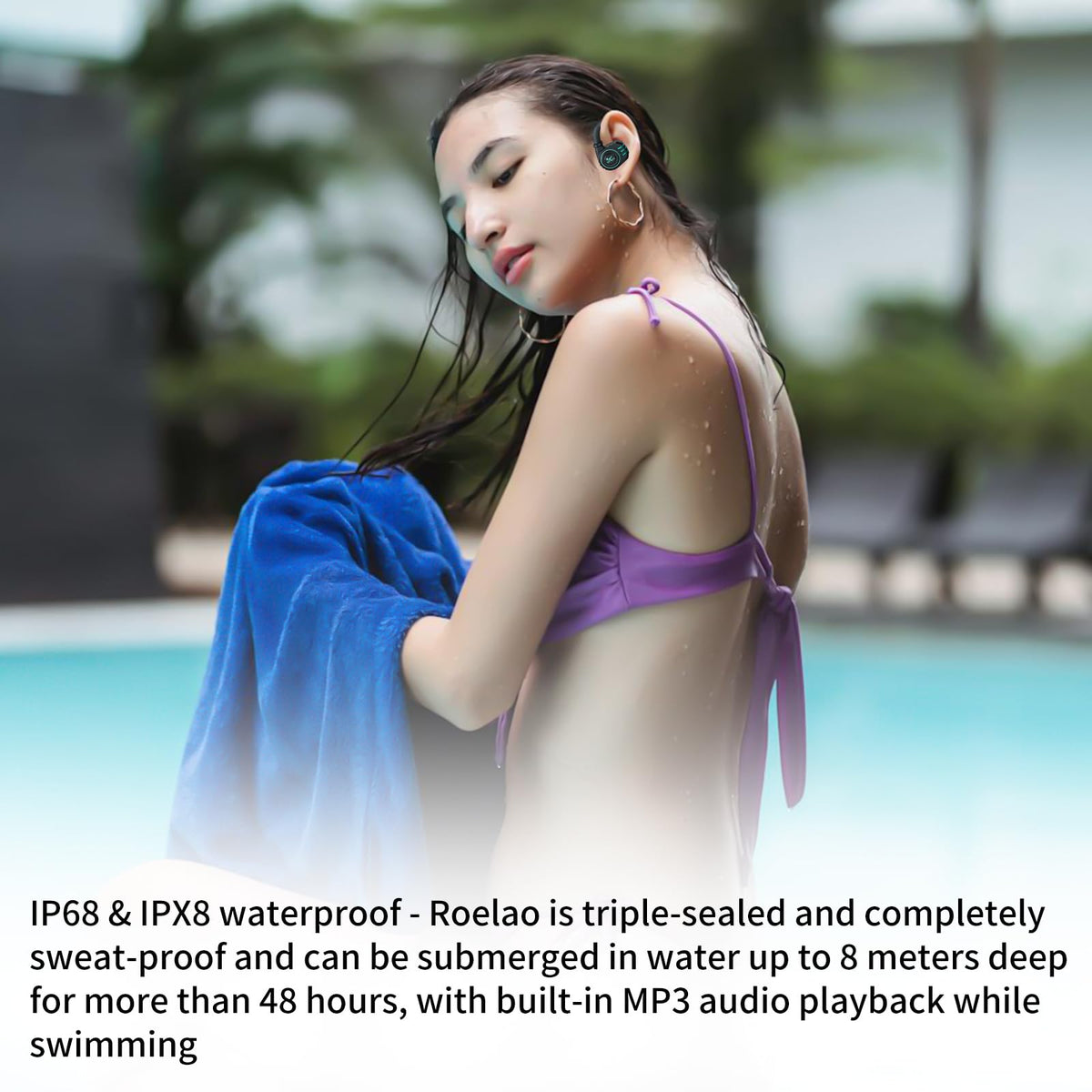 Auriculares de Natación de Conducción Ósea Bluetooth 5.3 IP68 Impermeable Memoria 8G para Correr y Ciclismo