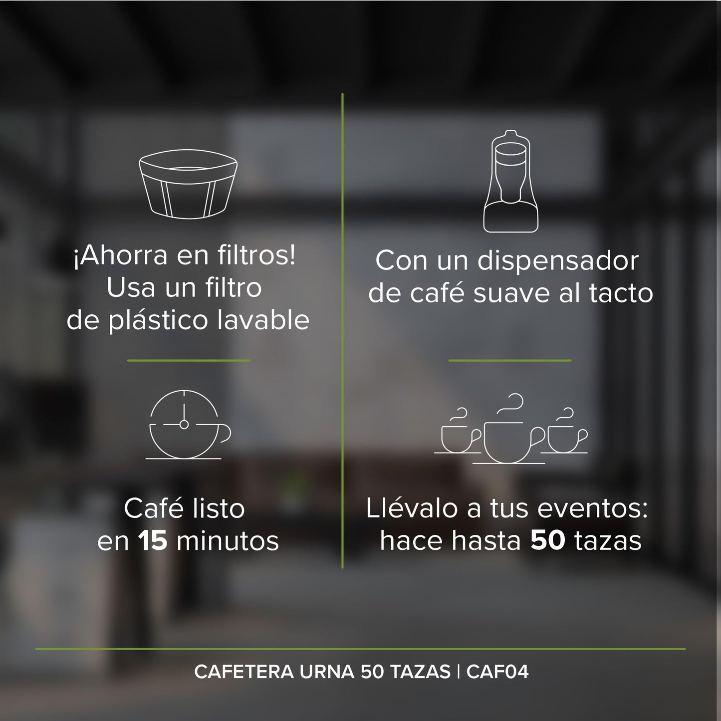 AVERA | Cafetera Urna de Acero Inoxidable para 50 Tazas | Indicador de Nivel de Agua | Luz Indicadora de Funcionamiento | Tapa con Bloqueo de Seguridad | CAF04