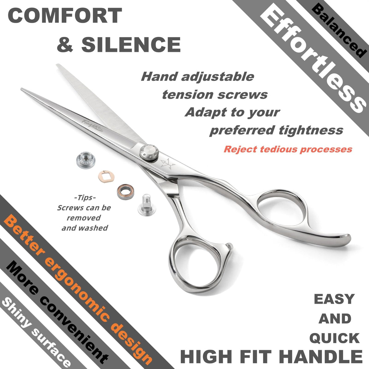 Fengliren Tijeras De Peluquería Profesionales De Alta Gama, Extremadamente Afiladas, De 15 Cm (6"), Fabricadas En Aleación De Acero Inoxidable. Ideales Para Salones De Belleza Y Uso Doméstico.
