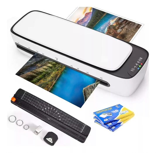 Laminadora Enmicadora Térmica de Multifuncional 6 en 1,A4 Máquina Laminadora+Cortador de Papel+300 Hojas Laminadoras,Plastificadora con Recortadora de Papel y Redondeadora de Esquinas