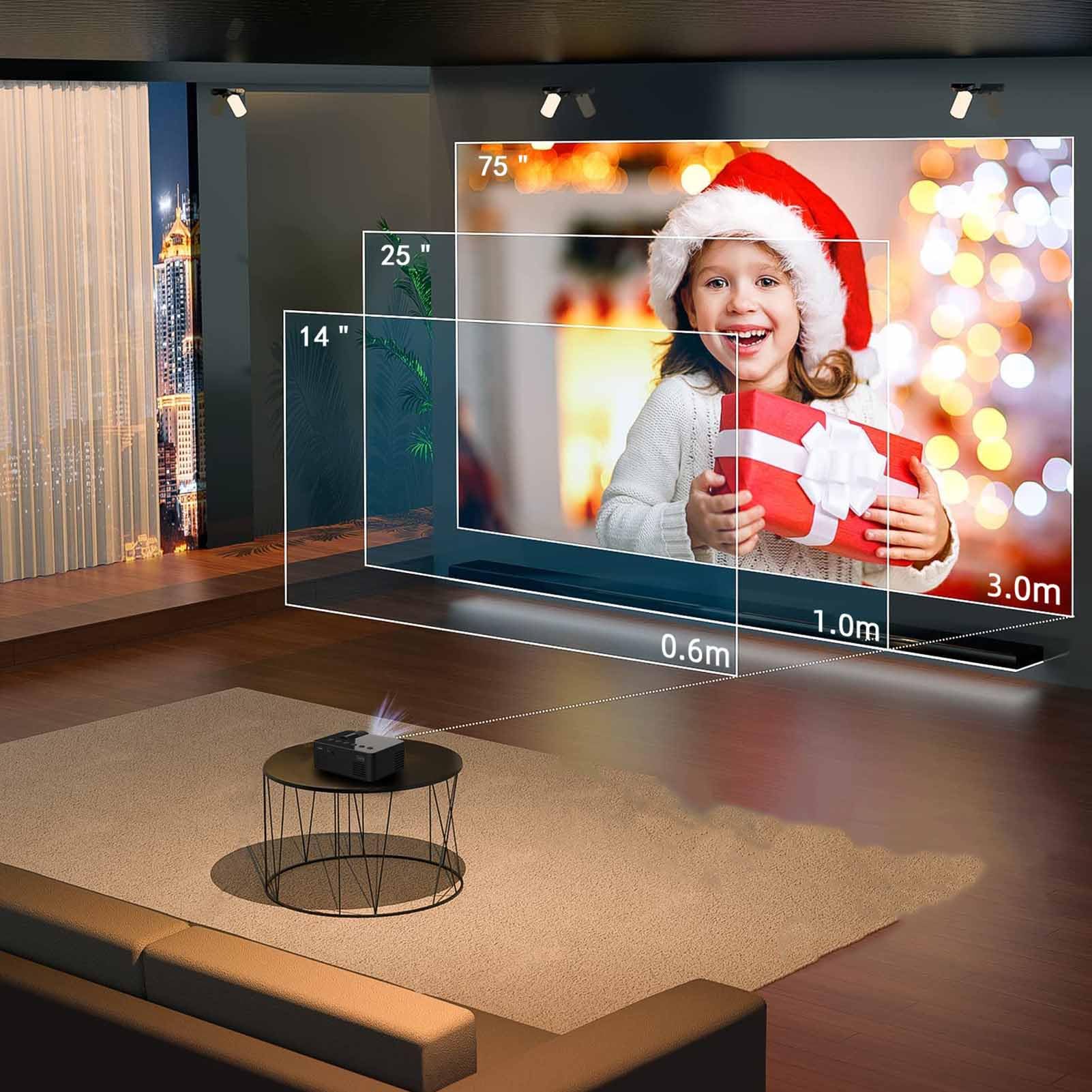 Mini Proyector Smart 1080P HD Imagen de Reflexión Difusa Protección Ocular para Cine en Casa Portátil