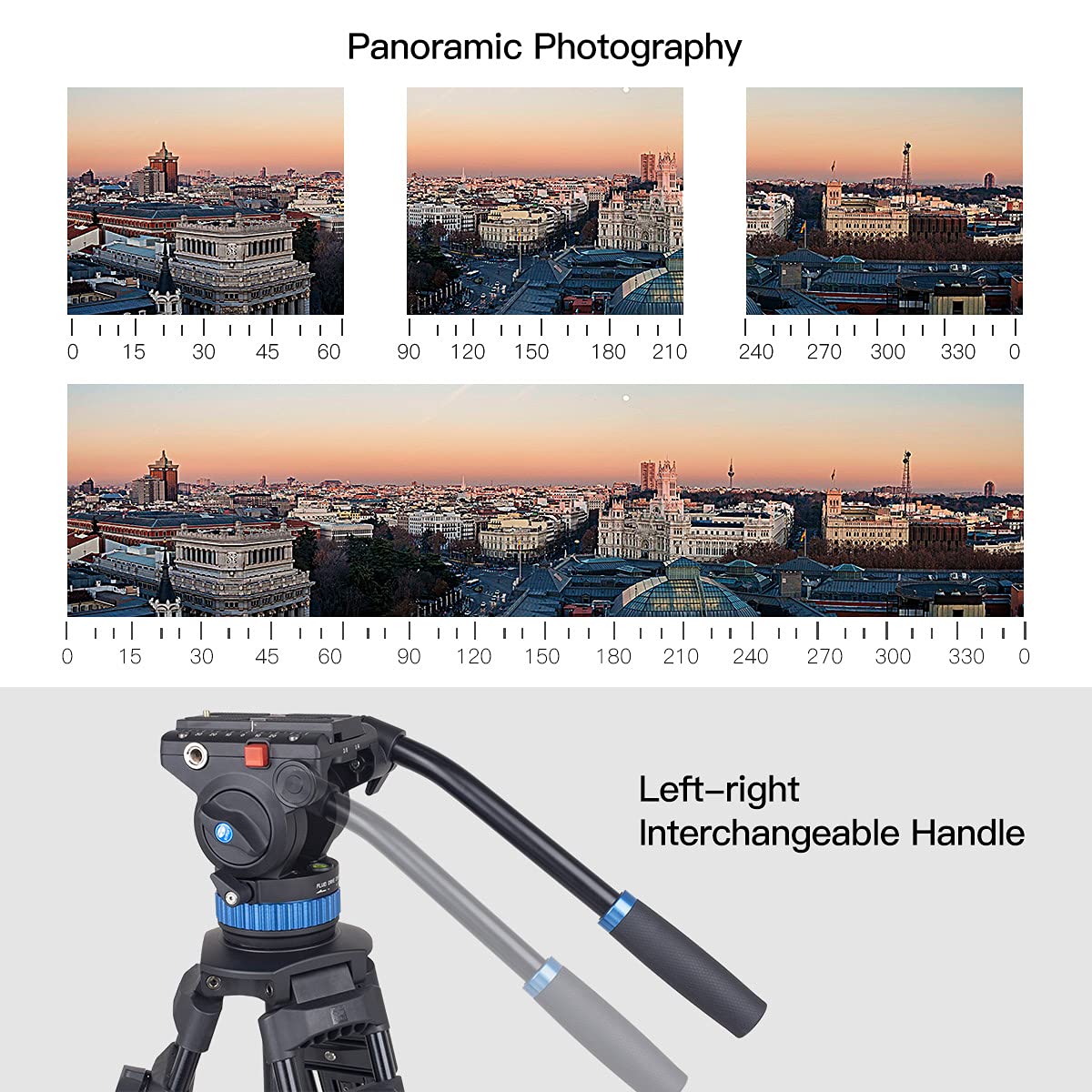 Trípode de Vídeo SIRUI Negro con Amortiguación Ajustable y Giro 360° 155cm