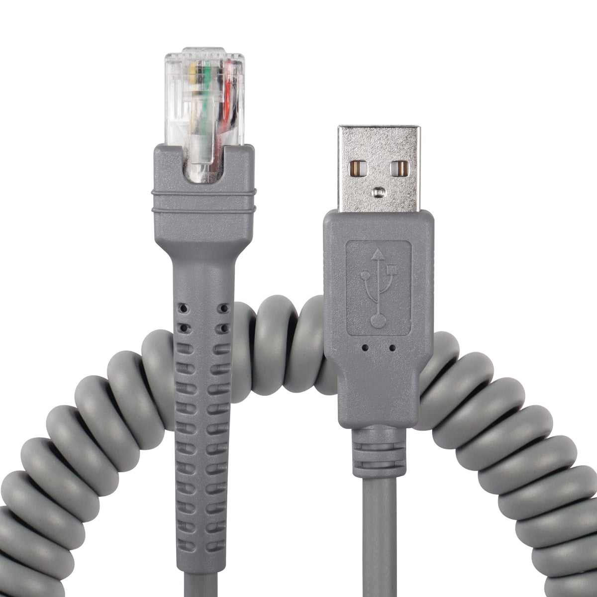 Cable de Extensión Espiral USB a RJ45 SinLoon para Escáner de Código de Barras 3M