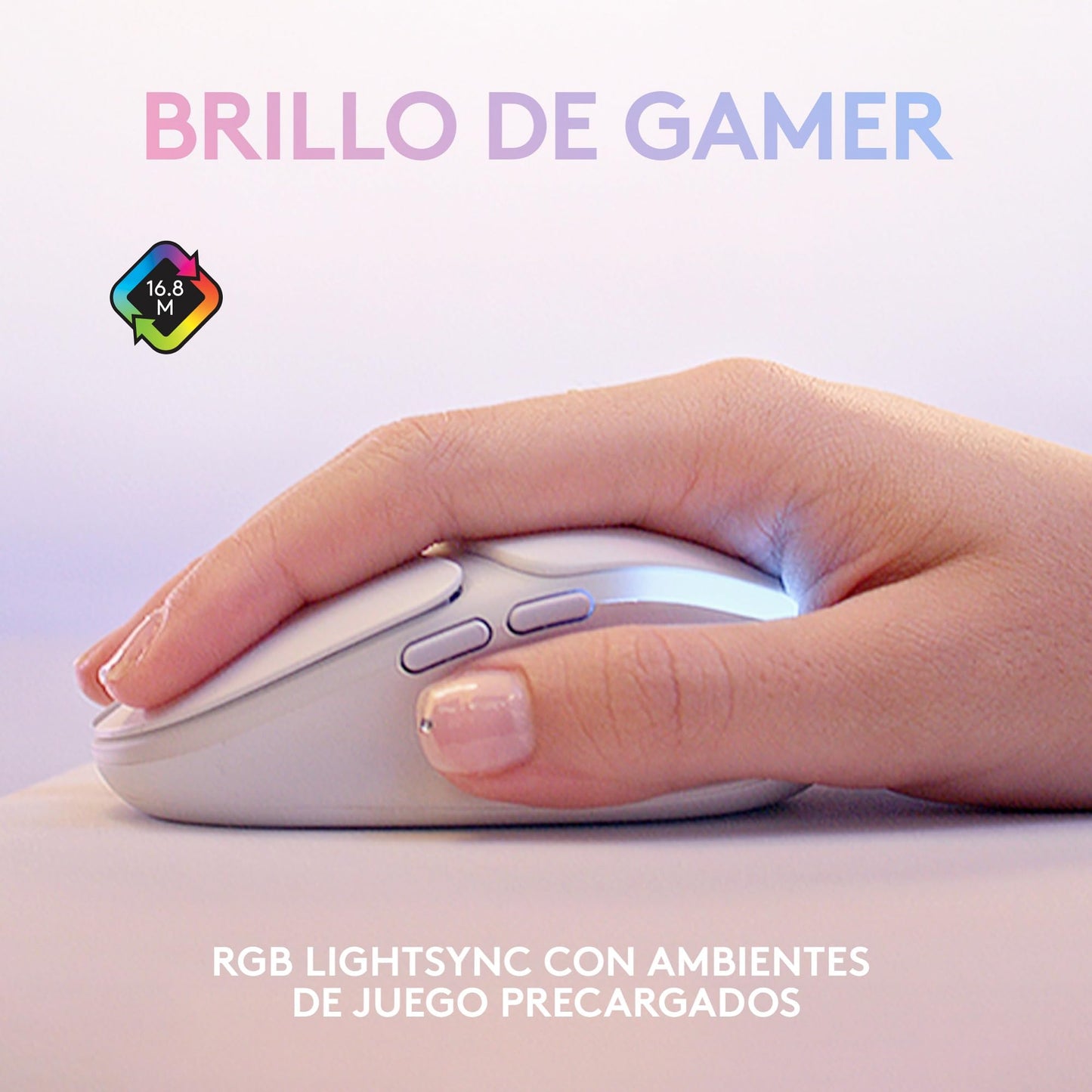 Logitech G705 Mouse Inalámbrico para Juegos, Iluminación LIGHTSYNC RGB Personalizable, Inalámbrico Lightspeed, Conectividad Bluetooth, Ligero, PC/Mac/Laptop - Blanco Niebla