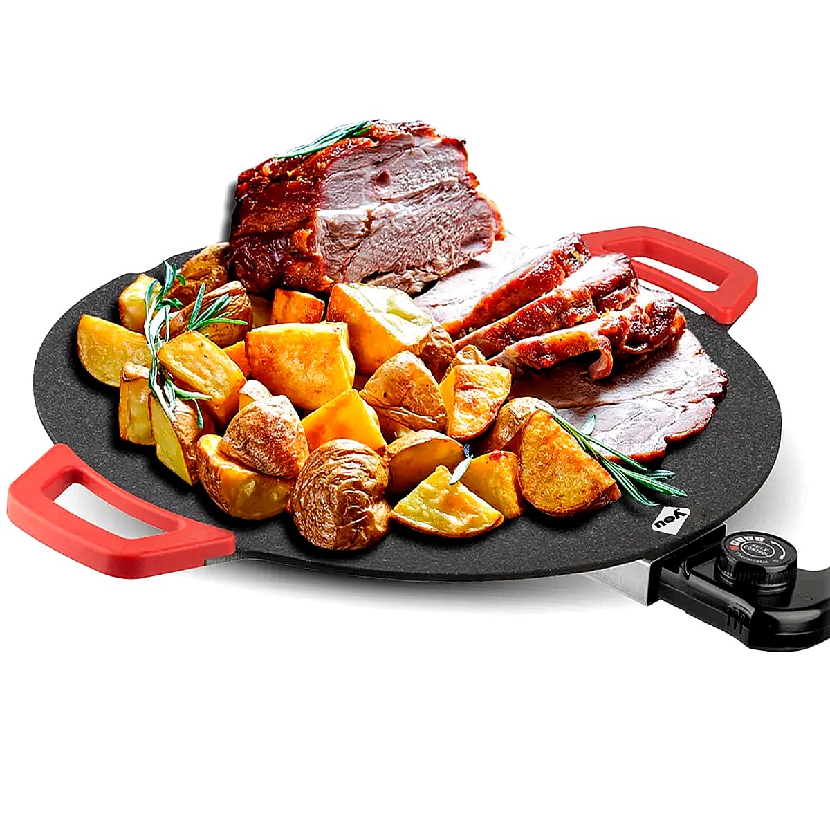 Sartén Eléctrico Antiadherente Comal Parrilla Barbacoa Termostato negro