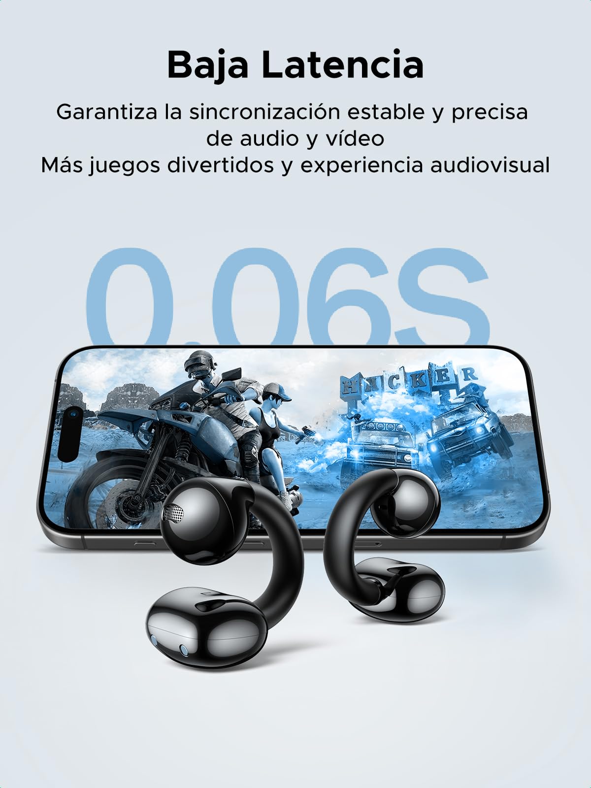 Audífonos Inalámbricos UGREEN Negro Open-Ear con ENC y Carga Rápida para 30 Horas de Reproducción