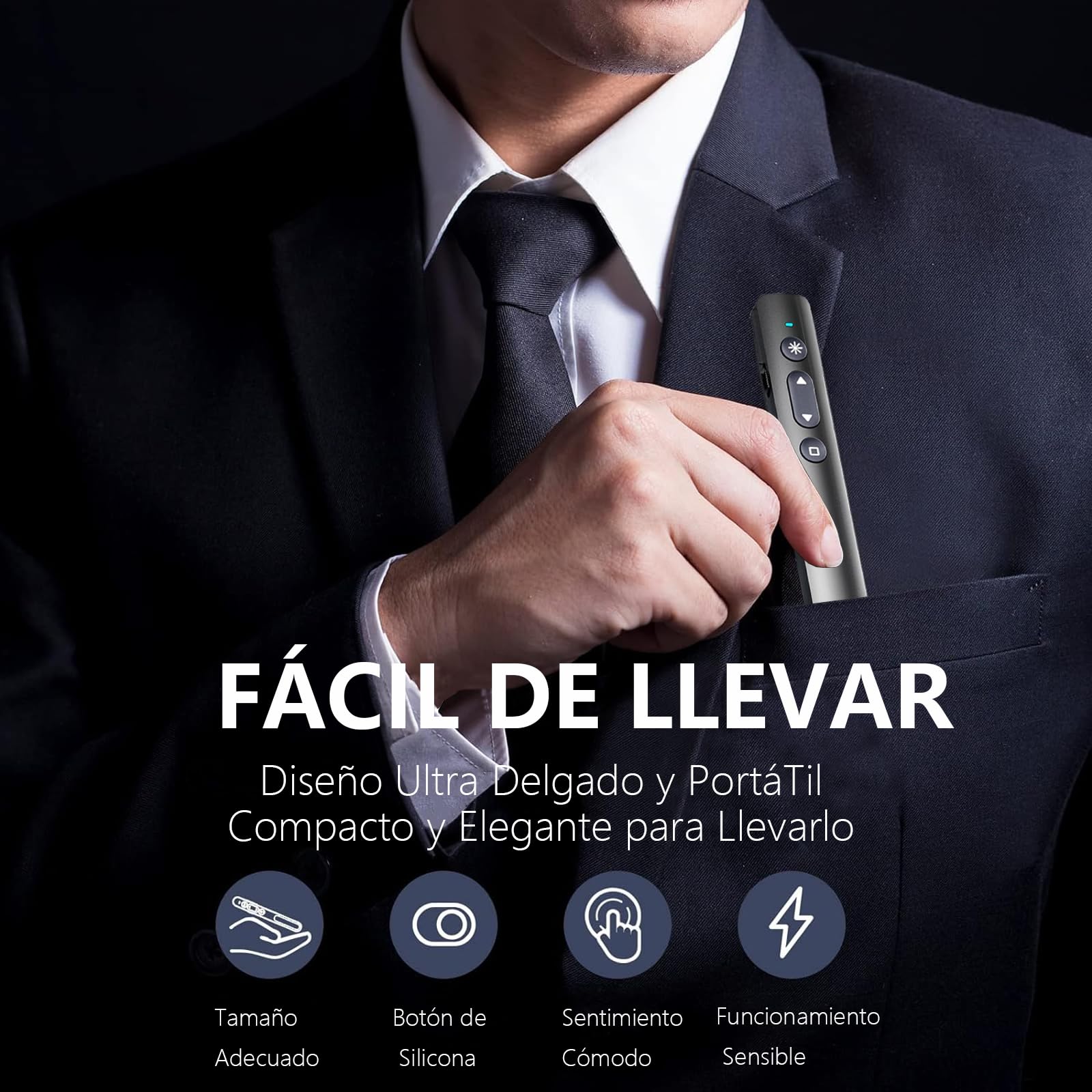 Presentador Inalámbrico USB Negro Compatible con Windows y Mac
