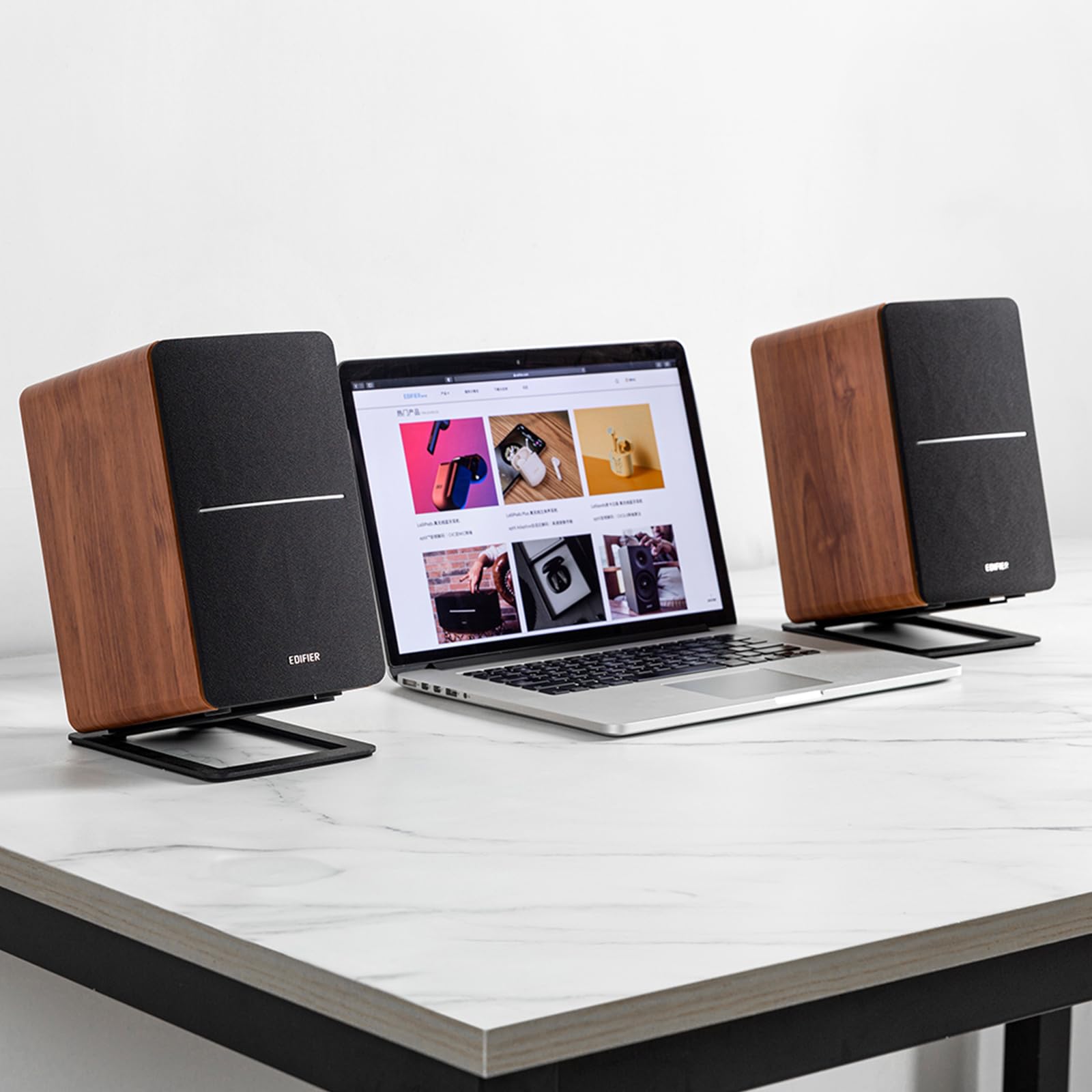 Edifier R1280DBs Altavoces Activos de estantería con Bluetooth - Entrada óptica - Altavoces de Estudio Tipo Monitor 2.0 Wireless - 42W RMS con Salida de línea para subwoofer - Grano de Madera