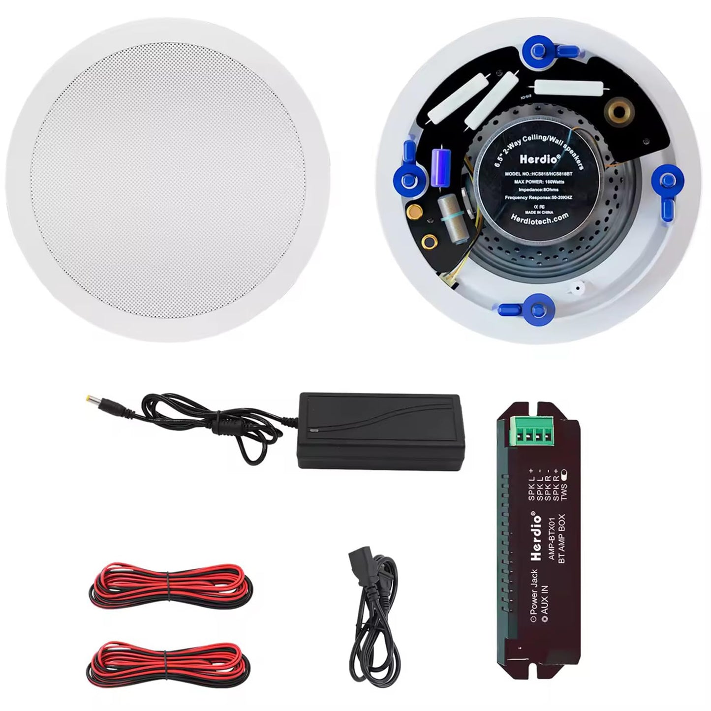 Herdio Altavoces de Techo Compatible with Bluetooth HCS-818BT de 6.5 Pulgadas de de de Montaje Empotrado en Altavoces de Pared para el hogar, Oficina con Rango Completo de Sonido Superior