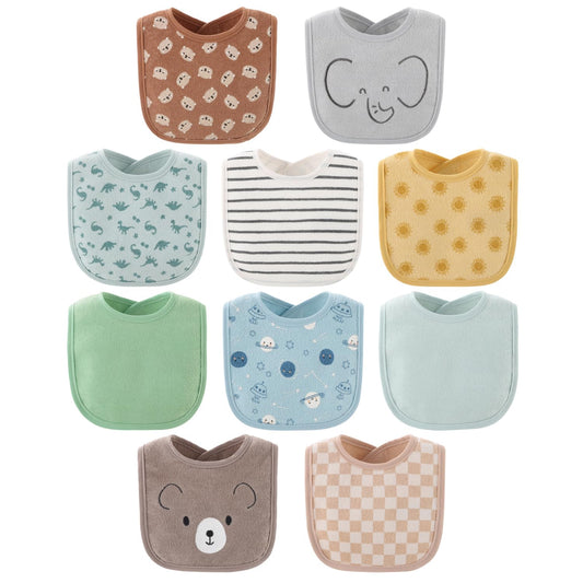 Baberos Peanutshell Gris Azul Paquete de 10 para Bebé Género Neutro