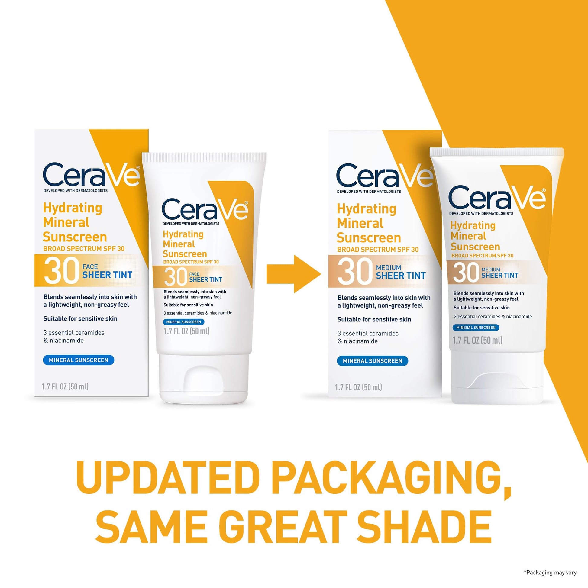 CeraVe Tinted Sunscreen with SPF 30 | Hydrating Mineral Sunscreen With Zinc Oxide & Titanium Dioxide | Sheer Tint for Healthy Glow | 1.7 Fluid Ounce