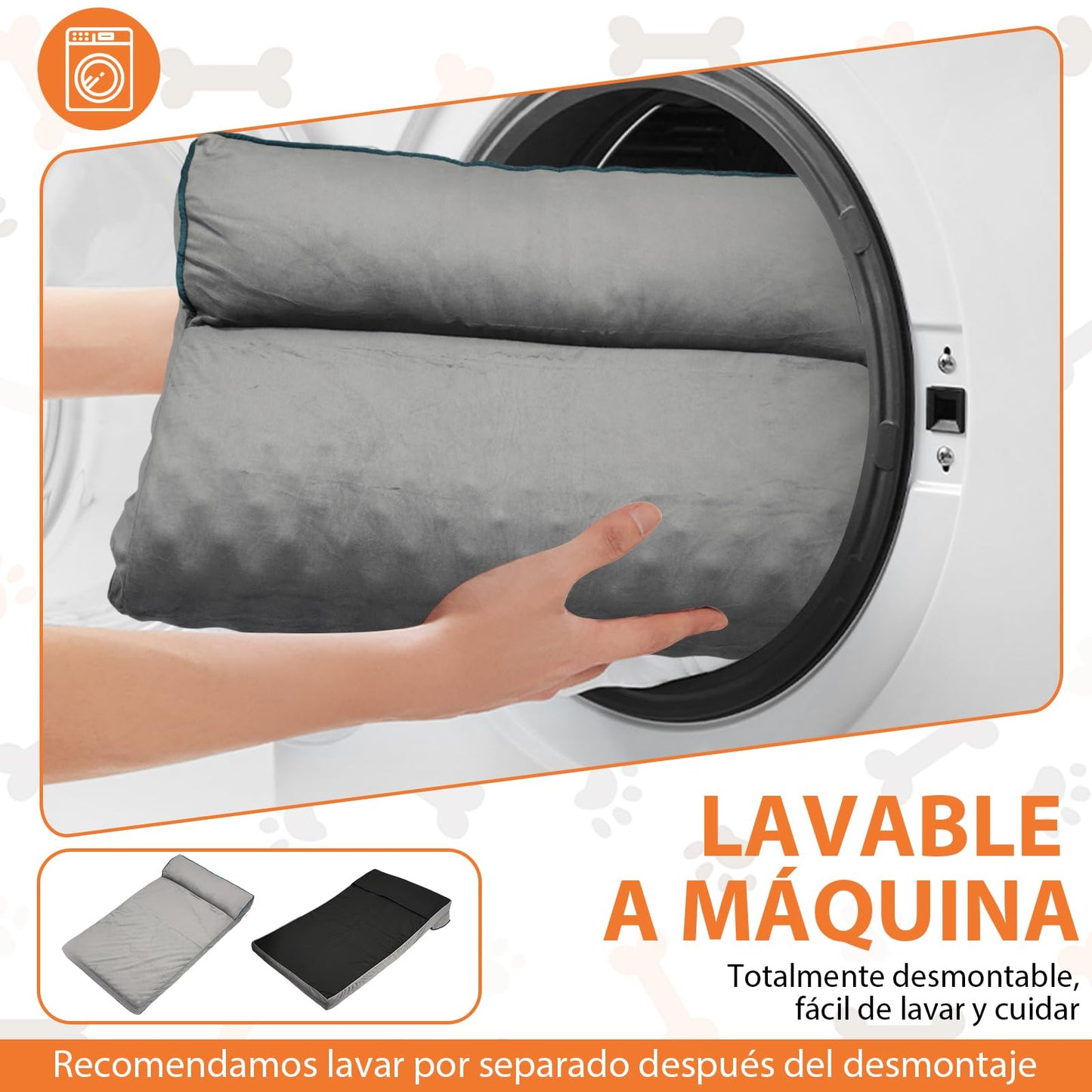LINGLUCKY 100 * 60cm Cama para Perros Grande,Cama Ortopédica para Perros con Espuma Viscoelástica de Recuperación Lenta,Cama para Perros XL 39in Extraíble y Lavable con Base Antideslizante