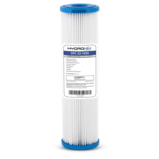 Hydronix SPC-25-1050 Filtro plisado de poliéster de 6,35 cm de diámetro exterior x 9 7/8 pulgadas de longitud, 50 micras