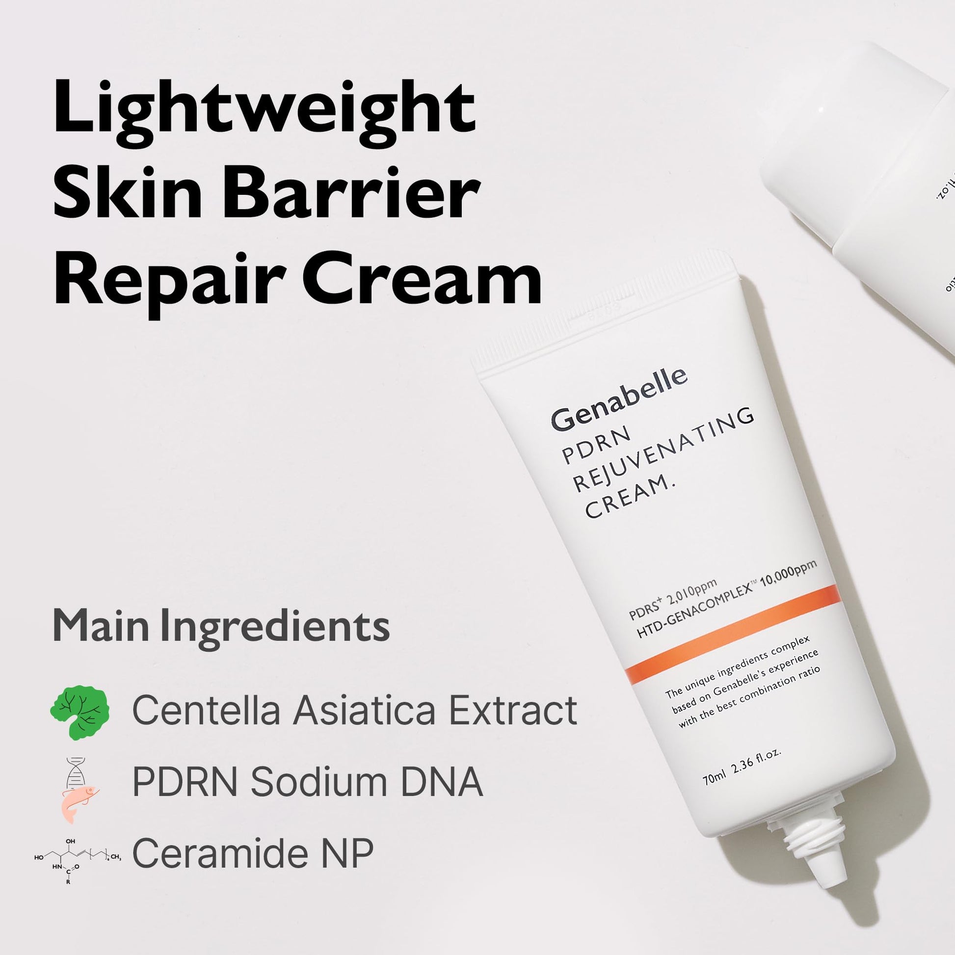 yeeyzzGenabelle PDRN Rejuvenating Cream - Non-Greasy Lightweight Moisturizer with PDRN, CICA, Hyaluronic Acid, Helps Nourish, Hydrate, & Soothe Skin, 2.36 fl.oz