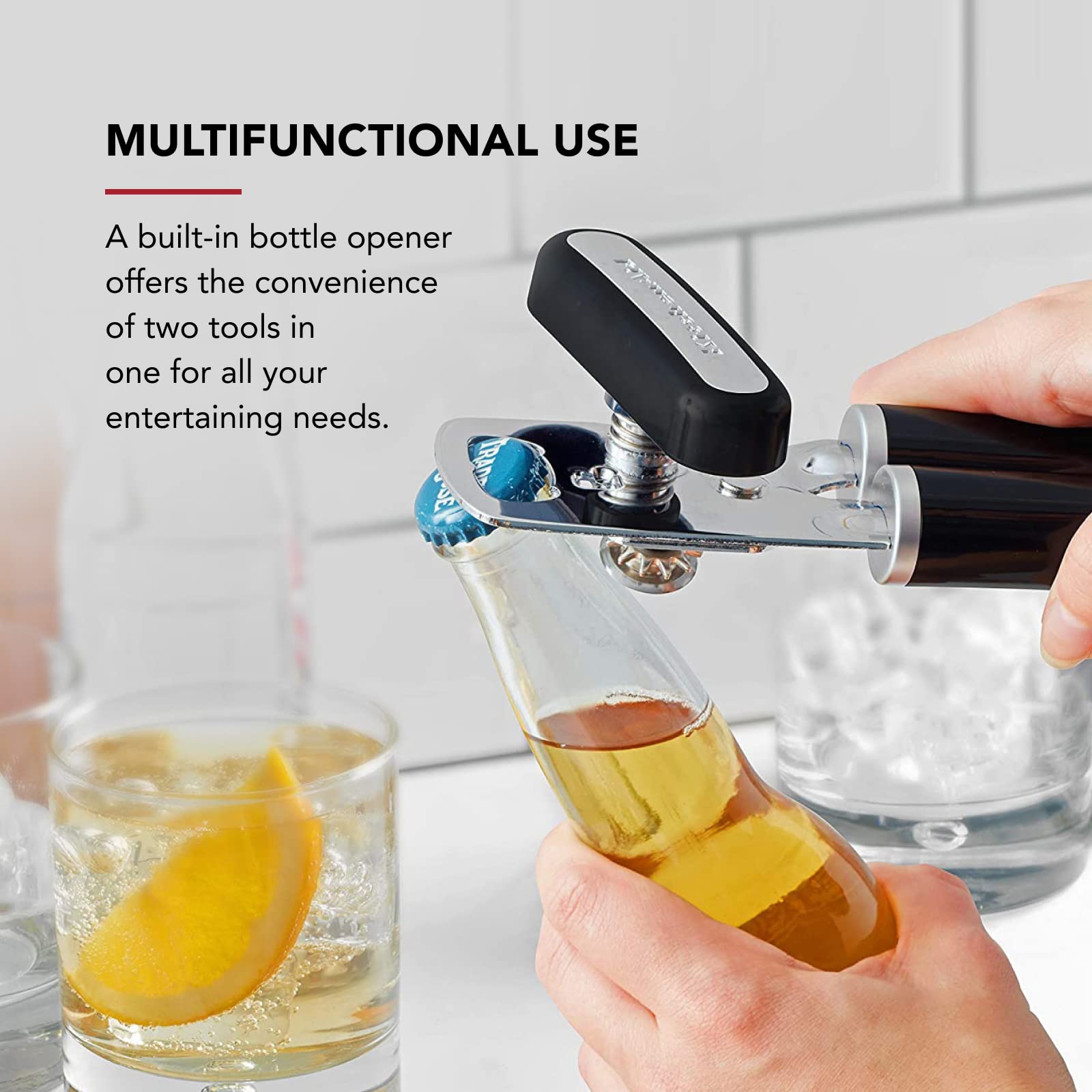 KitchenAid - Abrelatas multifunción clásico, color negro, talla única