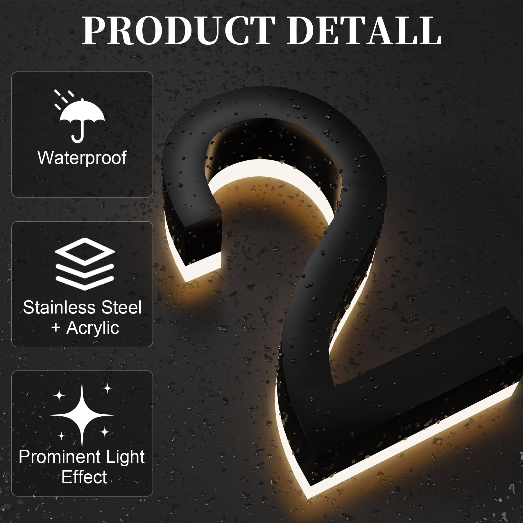 Números de Casa MIDIT LED Iluminados Acero Inoxidable Acrílico Transparente