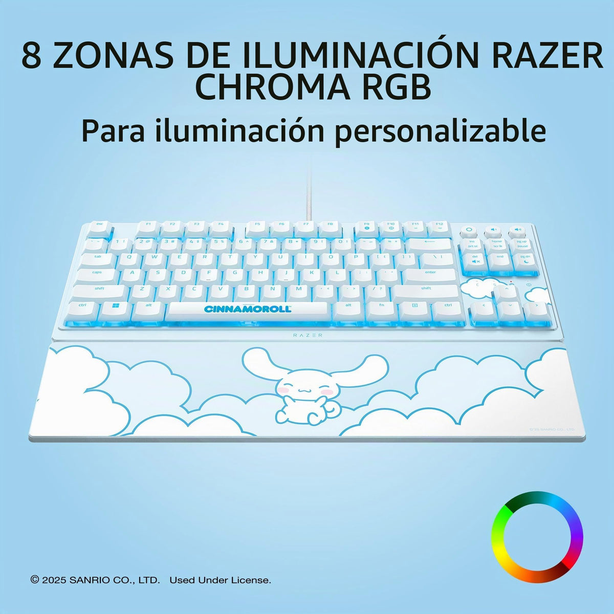 Teclado Gaming Razer Ornata V3 TKL Cinnamoroll Edition Iluminación RGB y Teclas de Perfil Bajo