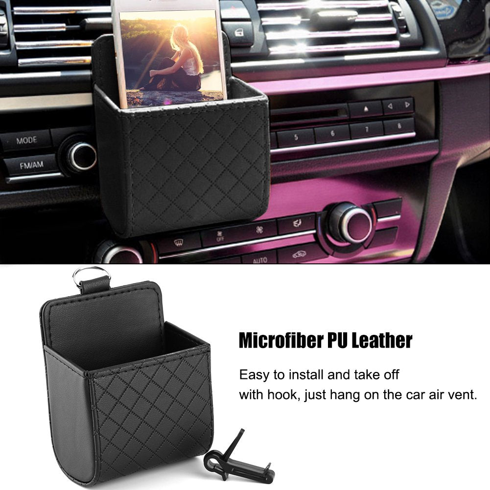 Yosoo Coche Auto Respaldo Interior Aire Ventilación Celular Organizador bolsa bolsa caja almacenamiento ordenado moneda bolso estuche con gancho (negro)