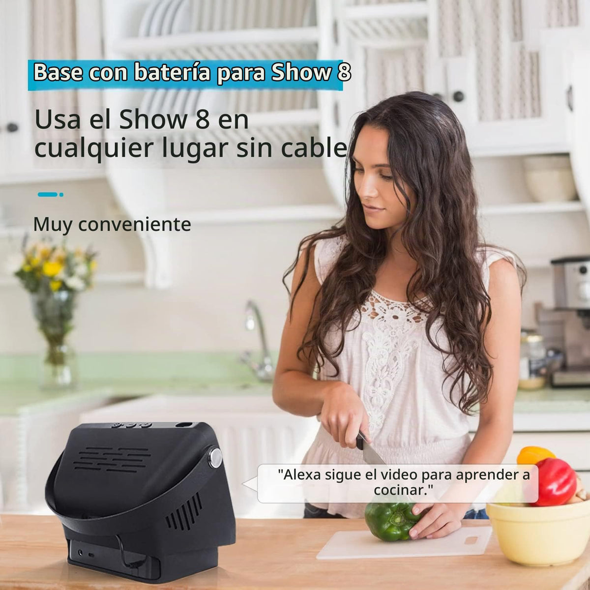 Base de Batería Blanou Negro para Show8 1ª y 2ª Generación con Cargador Portátil y Soporte para Altavoz Inteligente Xiaodudao 15600mAh Protector 9.5 Horas Trabajo.