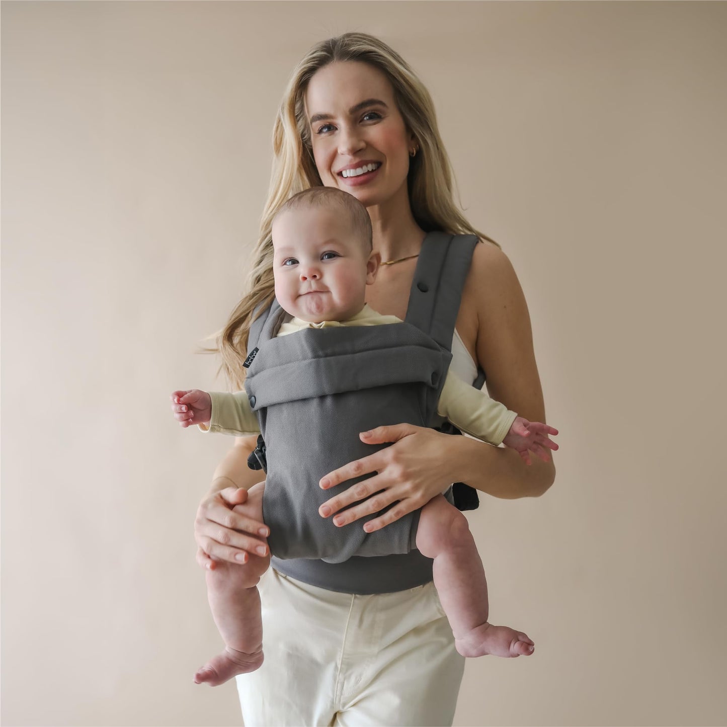 Boba Auri - Portabebés para recién nacidos y niños pequeños, 100% algodón, 3 posiciones ergonómicas (delantera/delantera/trasera), portabebés con posición M con asiento ajustable (7-45 libras), color
