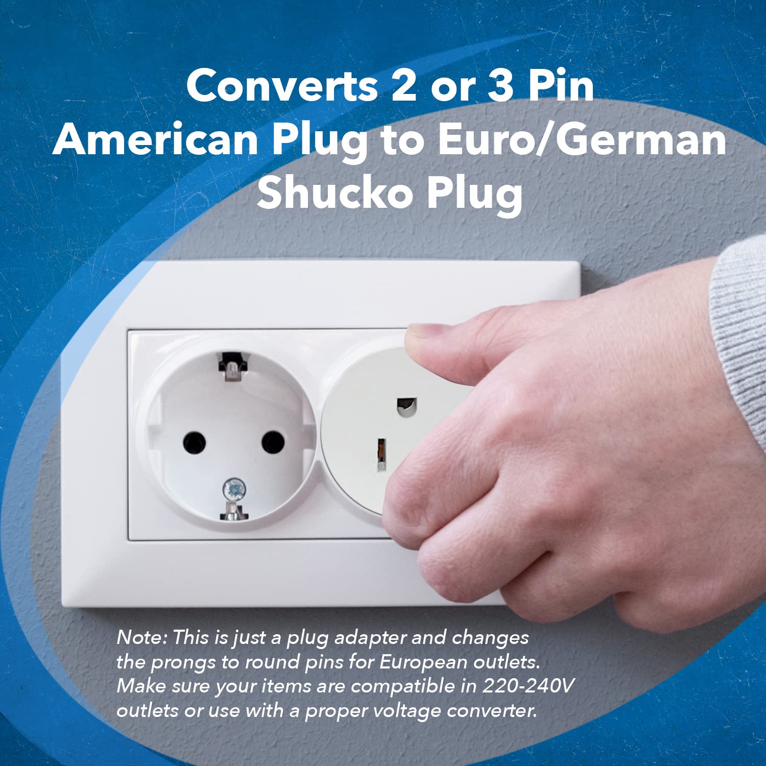 Adaptadores de Enchufe American USA a Europeo Schuko Orei Certificados CE Alta Resistencia - 12 Paquetes