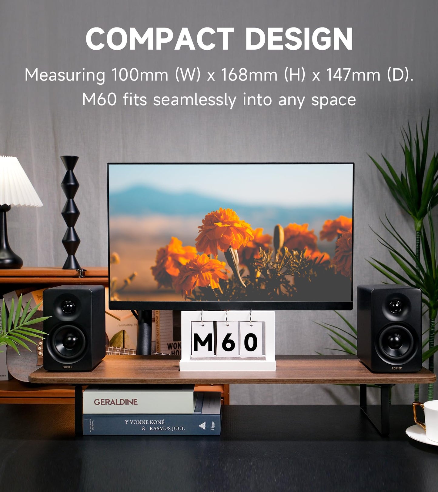 Edifier M60 - Altavoz multimedia Bluetooth 5.3, 66 W RMS, audio de alta resolución y audio inalámbrico de alta resolución, LDAC, bajo medio de 3 pulgadas y altavoz de agudos de 1 pulgada, entradas