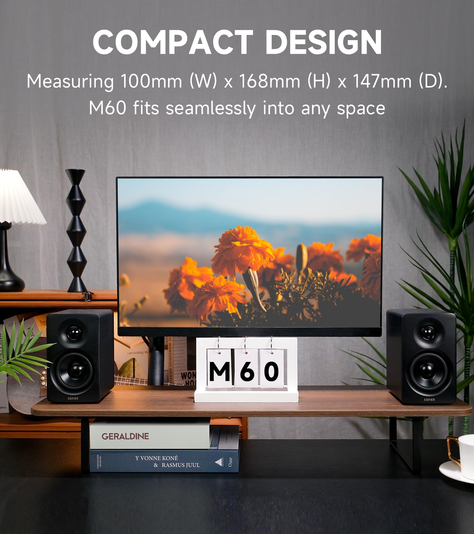 Edifier M60 - Altavoz multimedia Bluetooth 5.3, 66 W RMS, audio de alta resolución y audio inalámbrico de alta resolución, LDAC, bajo medio de 3 pulgadas y altavoz de agudos de 1 pulgada, entradas