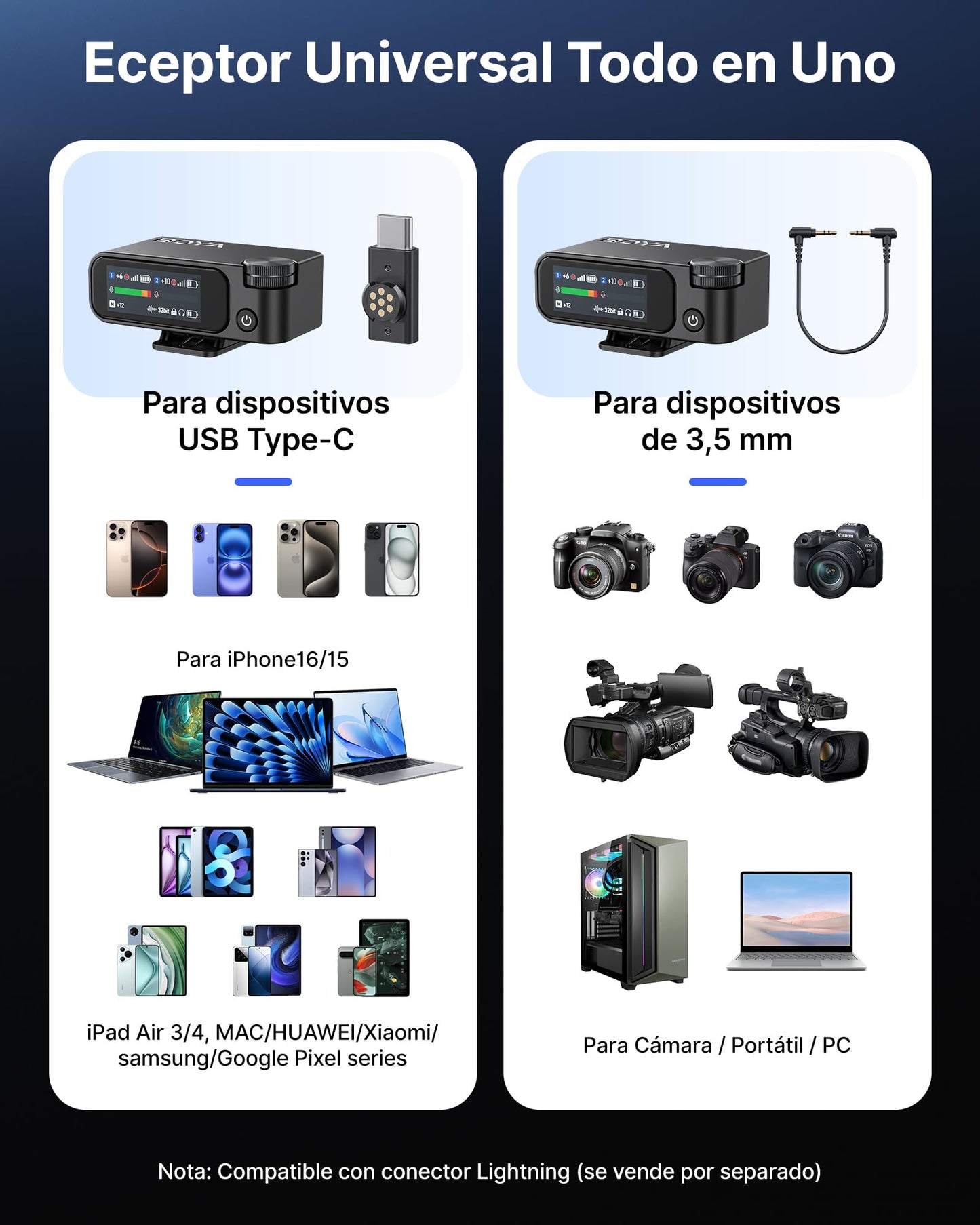 BOYA BOYAMIC 2 Micrófonos Inalámbricos para iPhone 15–16/Android/PC/Cámara, Cancelación de Ruido con IA, Grabación Interna en 32-bit Float, AMOLED, 300 m y 54 h con Estuche de Carga para Grabación