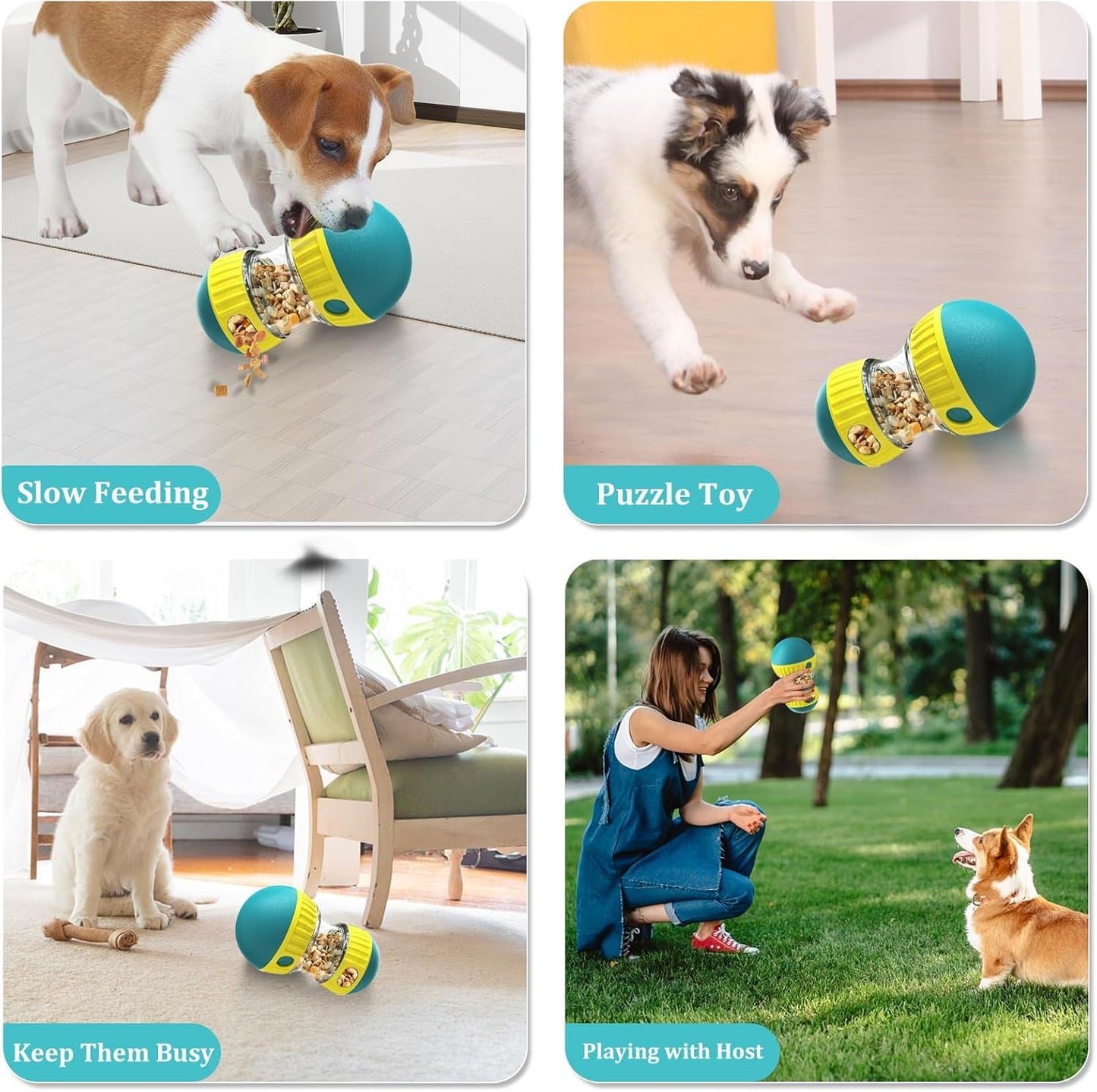 Juguete Dispensador de Alimentos WZDK Verde con Alimentación Lenta para Perro