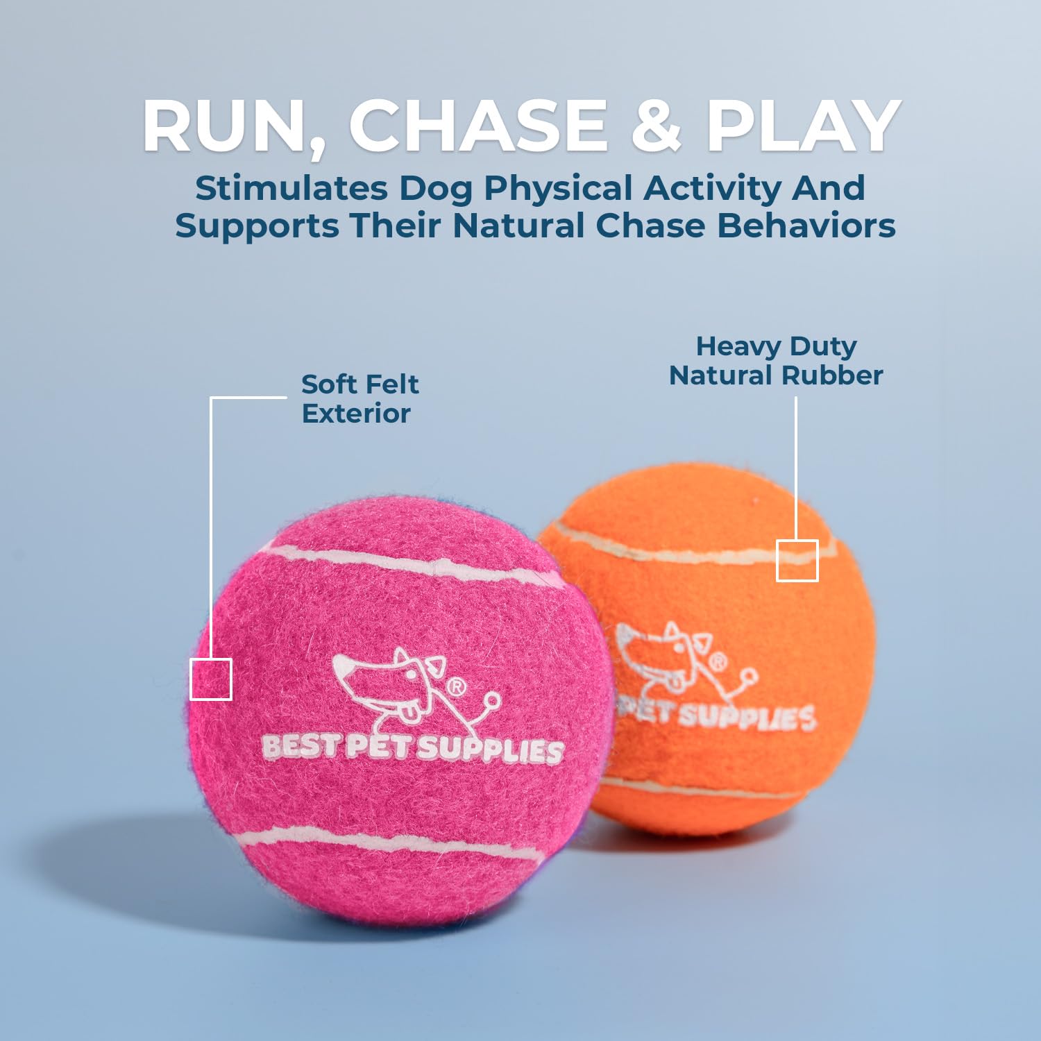 Best Pet Supplies - Pelotas de Tenis chirriantes para Perros, Paquete de 4, Juguetes interactivos de Alta Resistencia para lanzar y Buscar, apoya el Ejercicio y el Entrenamiento de Comportamiento
