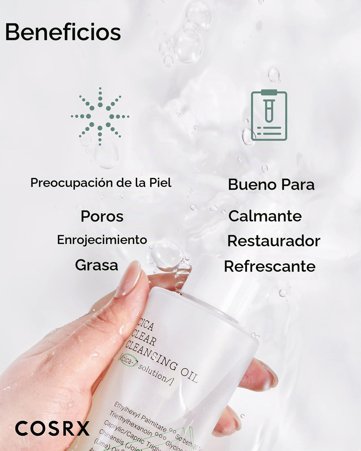 COSRX Óleo de limpeza Pure Fit Cica, 6,76 fl. oz/200 ml | Centela purificadora de óleo leve para pele sensível | Complexo CICA-7, óleo de semente de jojoba