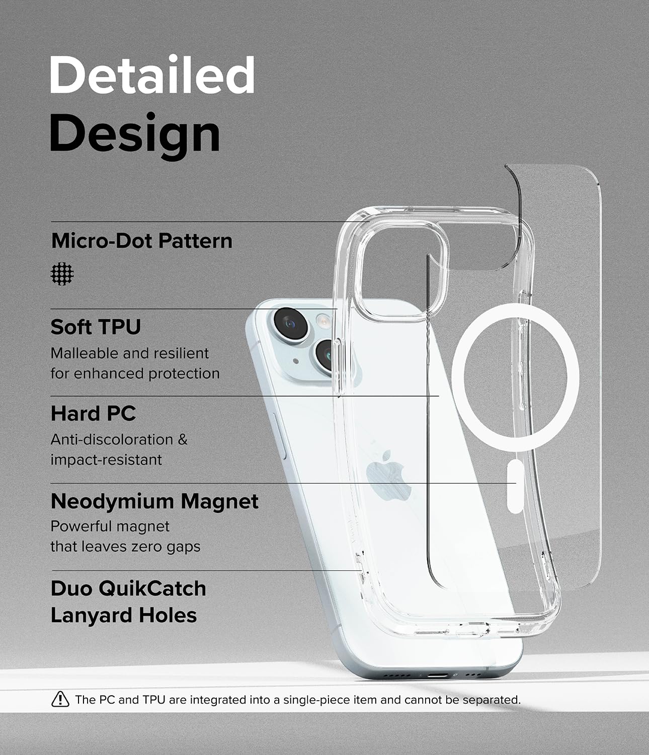 Funda Transparente Antigolpes Ringke Fusion Clear Compatible con iPhone 15 Plus 6.7 Pulgadas y MagSafe Carga Magnética