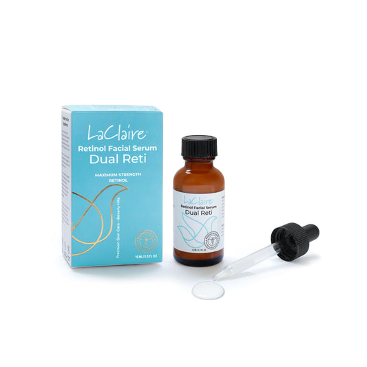 LaClaire 8% complejo suero facial de retinol – antienvejecimiento, brillo para el cuello y el suero facial ayuda a reafirmar, suavizar y nutrir la piel con ácido láctico, vitamina A y palmitato de