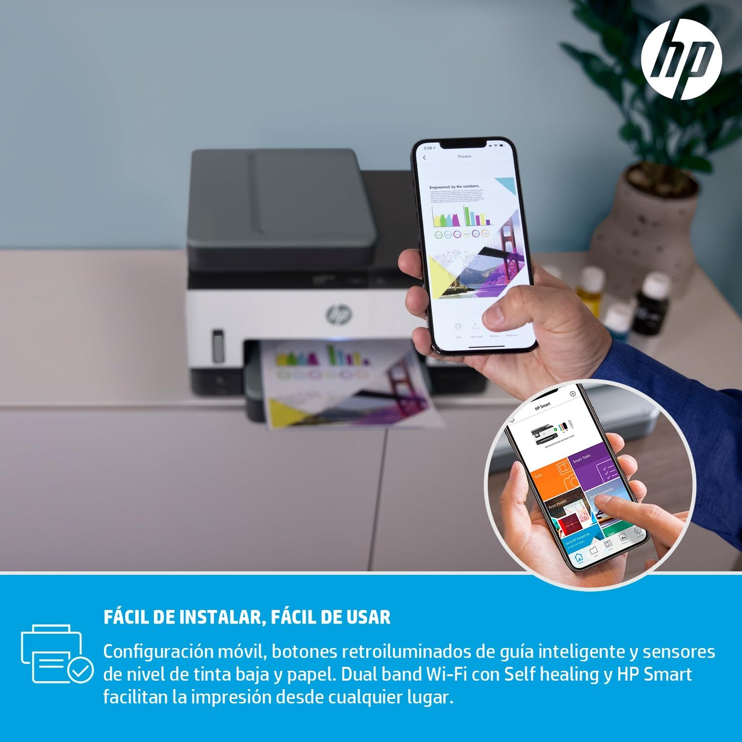 HP Impresora Multifuncional Smart Tank 790, Tinta Continua, Color, Wi-Fi, Dúplex (Doble Cara) & ADF Alimentador Automático (4WF66A)