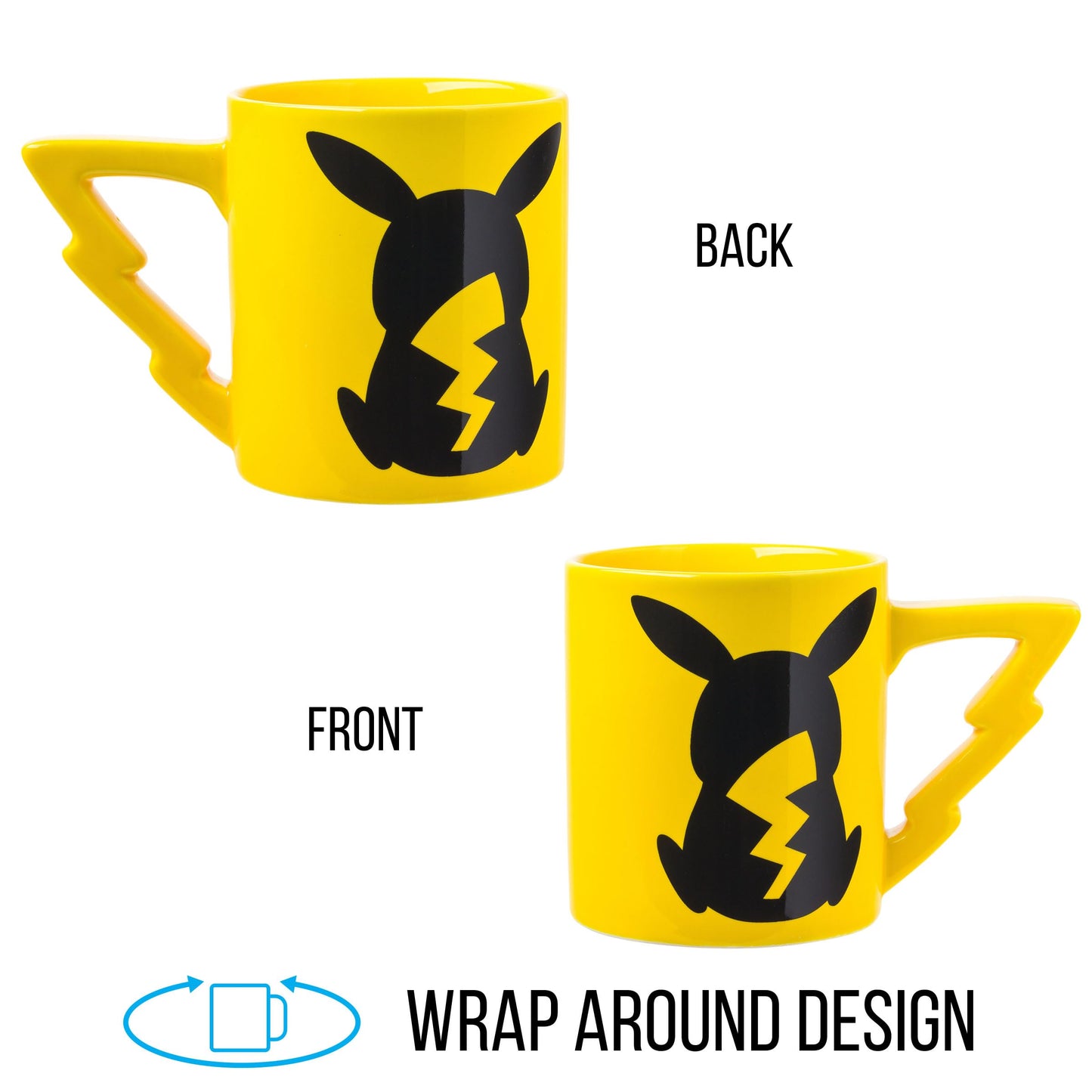 Taza de Cerámica Silver Buffalo Pikachu Negro y Amarillo con Asa en Forma de Rayo