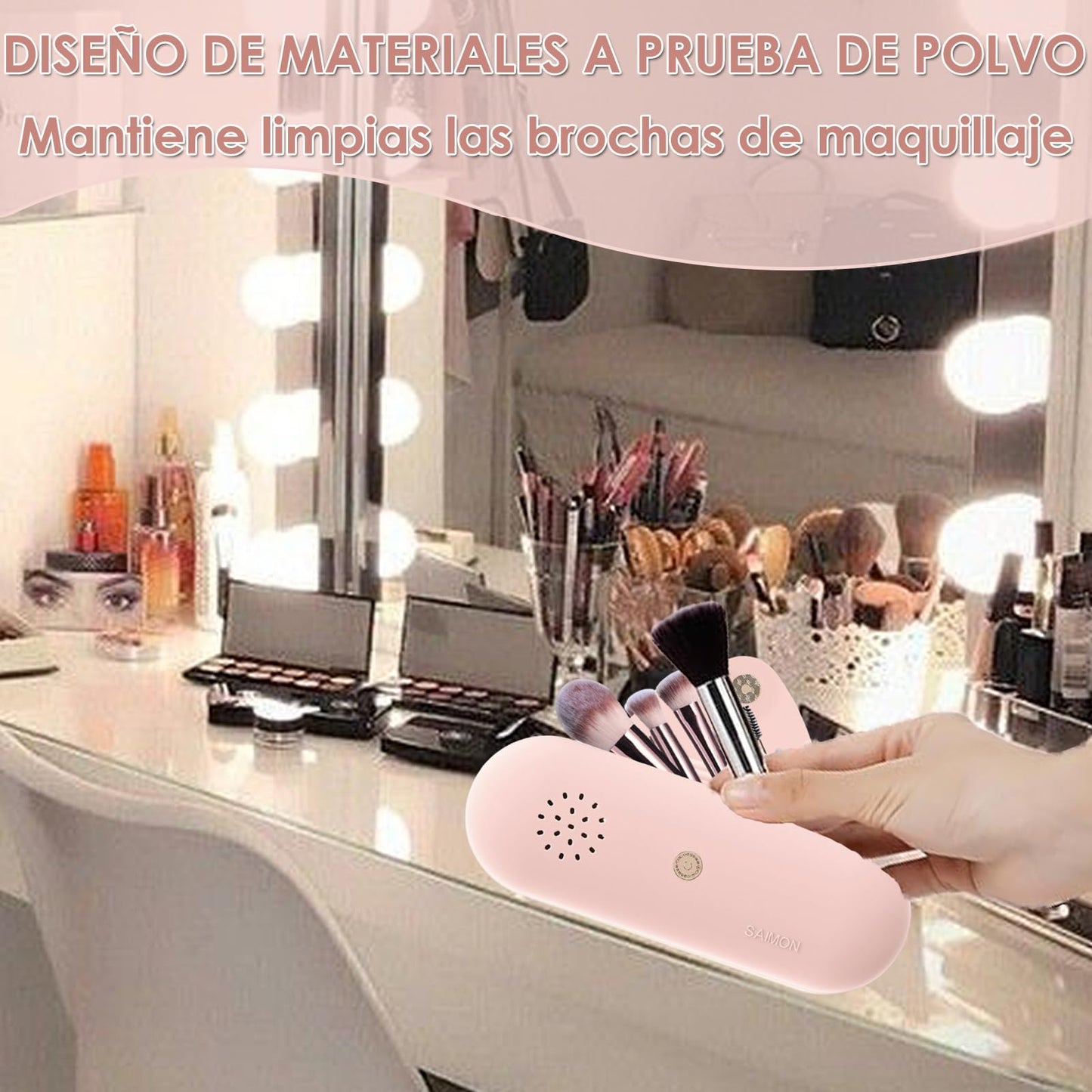 JESUS Funda para Brochas de Maquillaje,Bolsa de Maquillaje de Silicona,Rosa