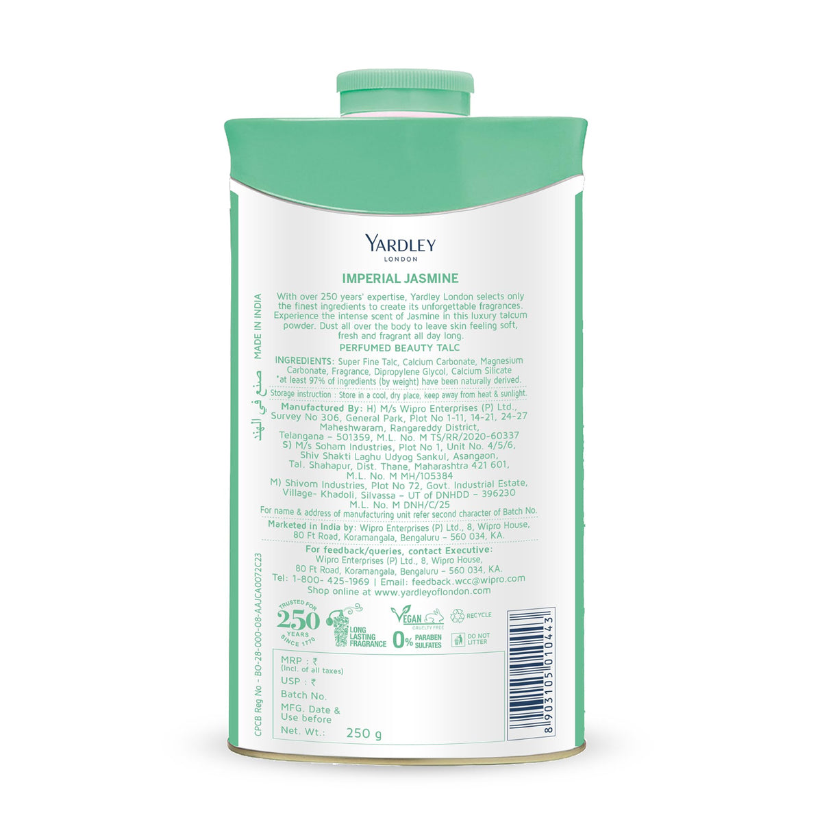Yardley London - Imperial Jasmine Perfumed Talc for Women 250g