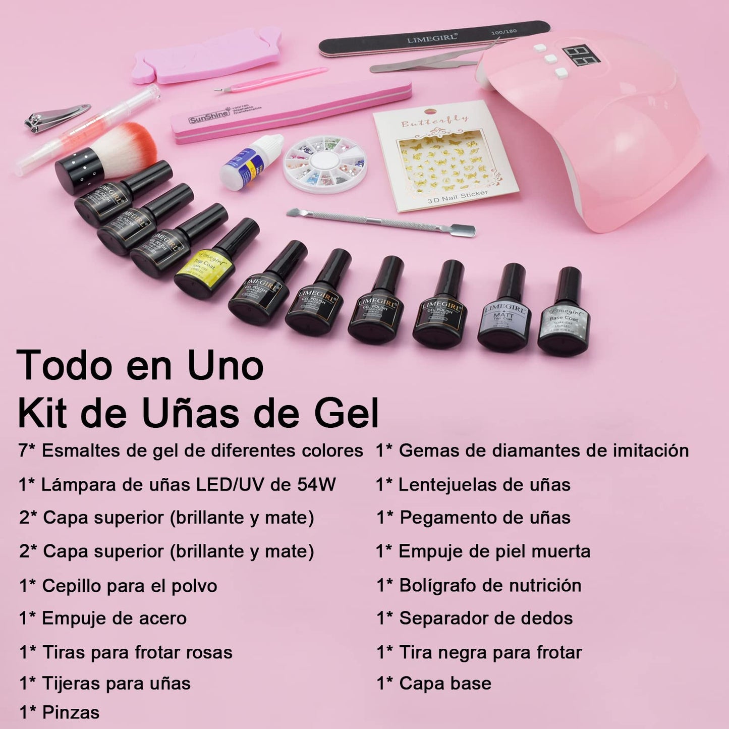 Kit de Uñas en Gel OranSee de 24 Piezas con Lámpara UV/LED de 54W