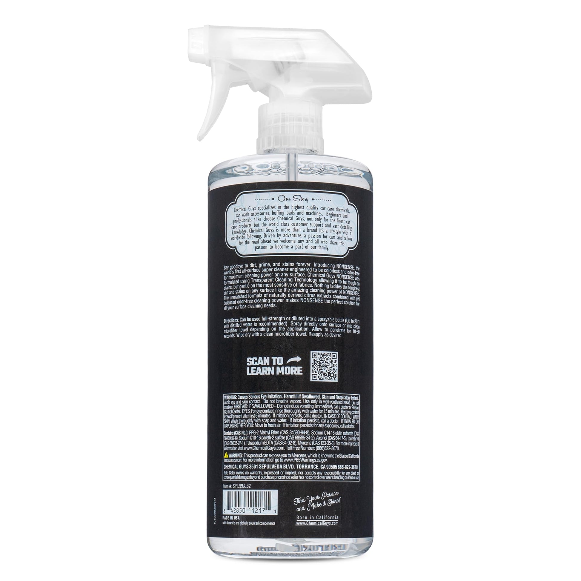 Chemical Guys Limpiador para Todas las Superficies Nonsense (Funciona en Vinilo, Goma, Plástico, Moqueta y Más) Seguro para el Hogar, Garaje, Coches, Camiones, y Más, 946 ml
