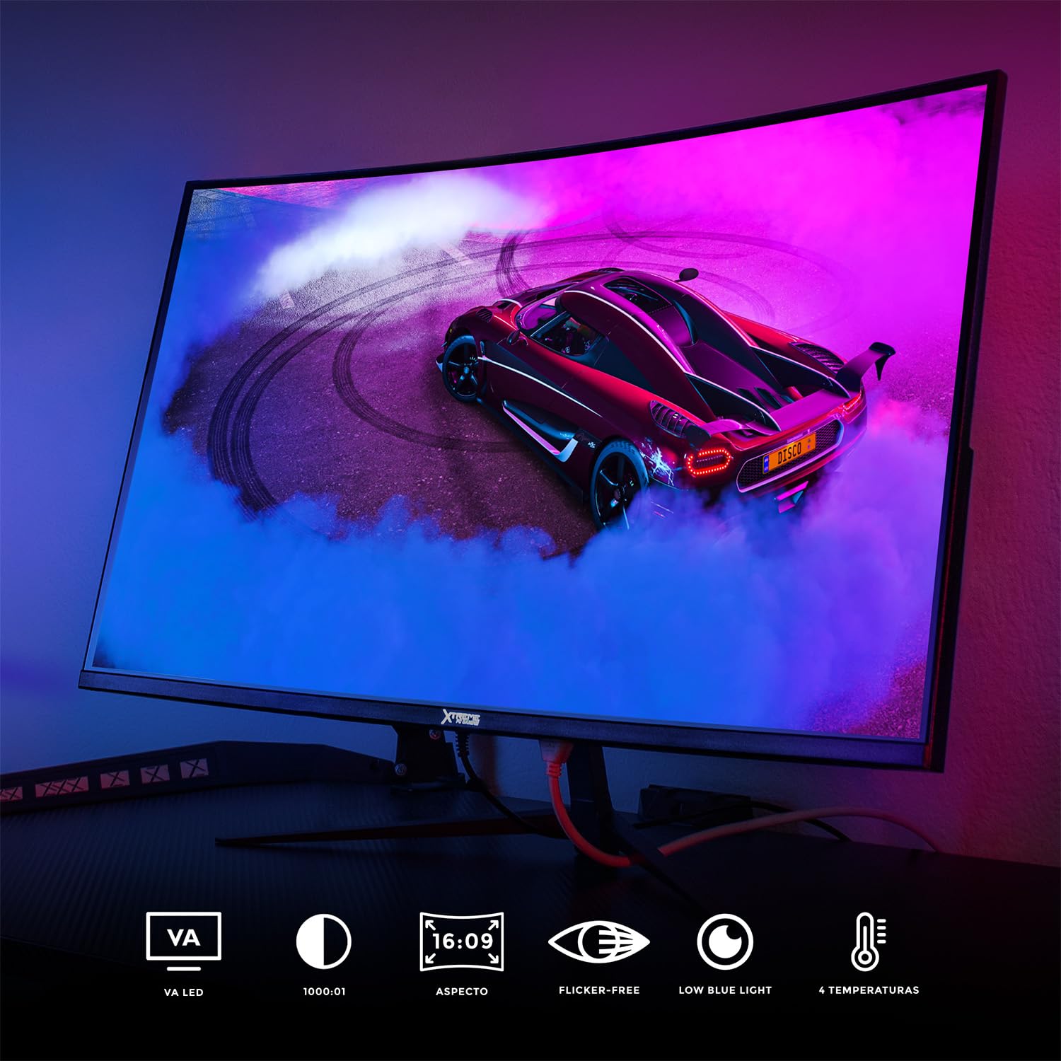Monitor Gamer XTREME PC GAMING Negro Curvo 27" 4ms 100Hz FHD VA HDMI