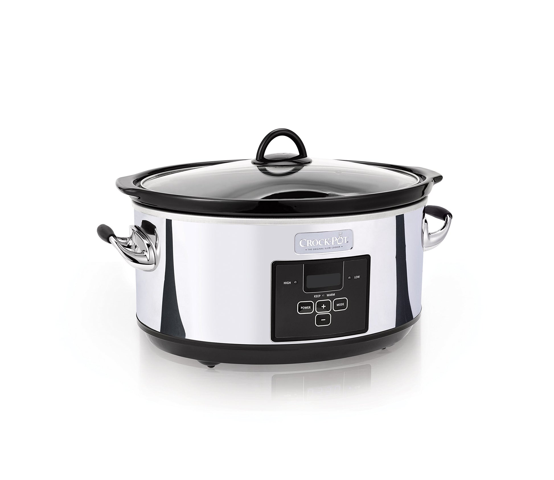 Crock-Pot - Olla de cocción lenta programable de 7 cuartos con temporizador digital, calentador de alimentos, platino pulido, perfecta para comidas diarias y entretenimiento